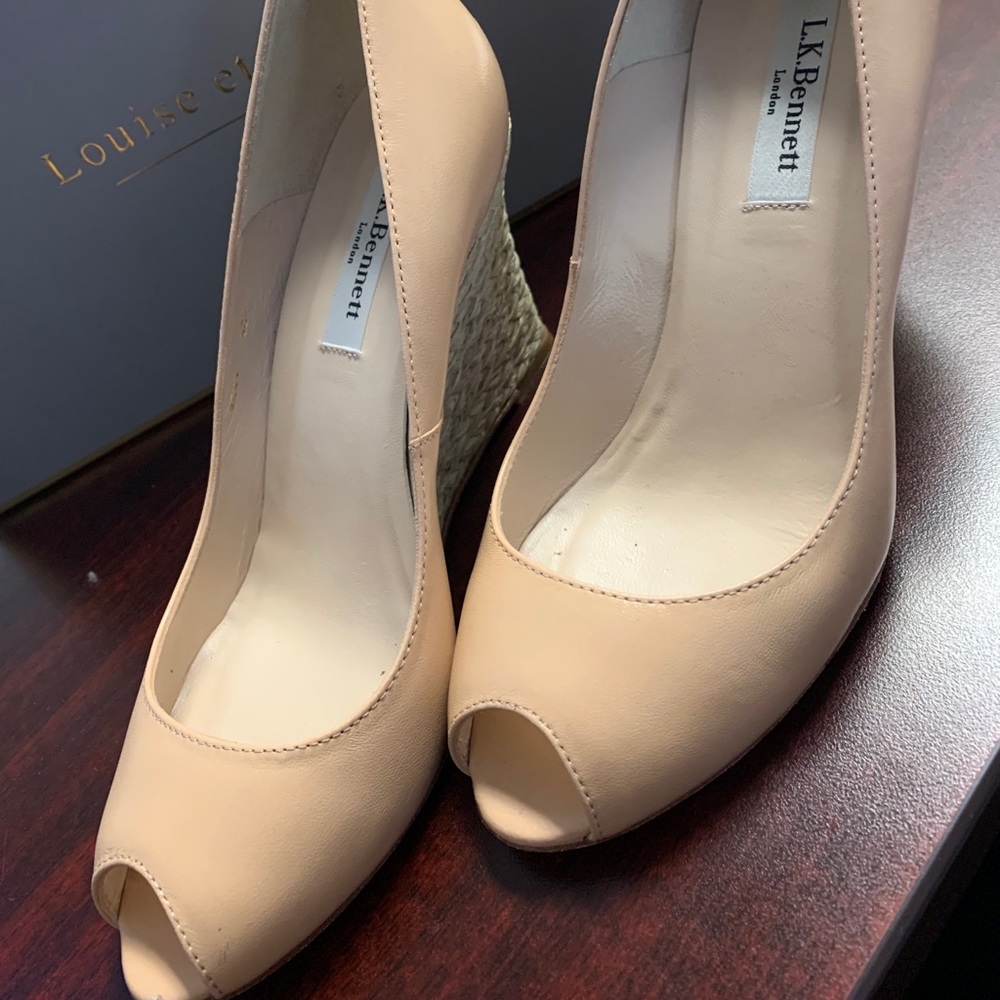 L.K Bennett London Peep Toe Espadrille Wedges